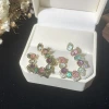 Baroque colored zircon earrings, simple and elegant in style, trendy in Instagram, gradient retro transparent, super fairy-like candy flower earrings Application Scenario